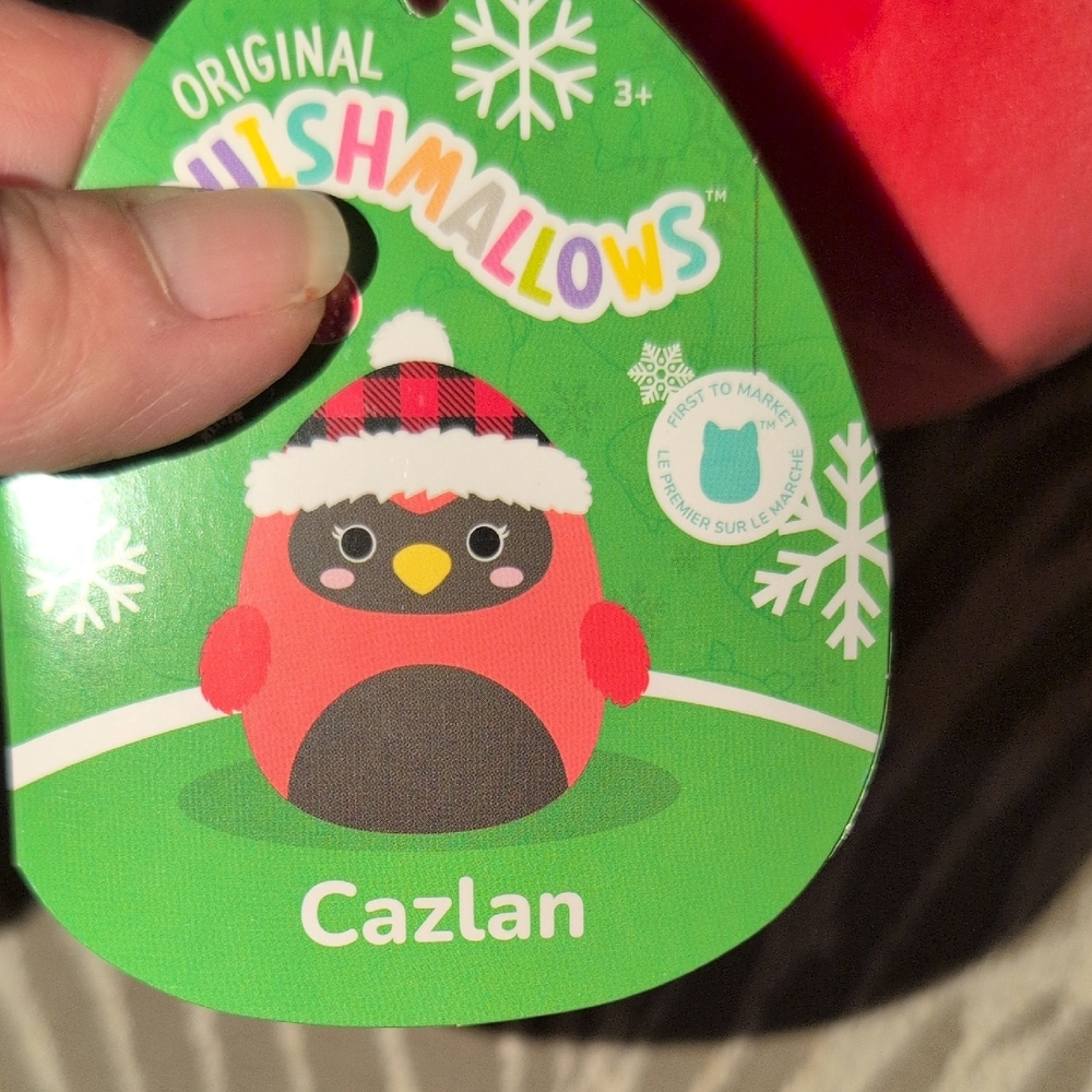 Squishmallows Festive Red and Black Bird Plush - Cazlan - New With Tags - Picture 4 of 6